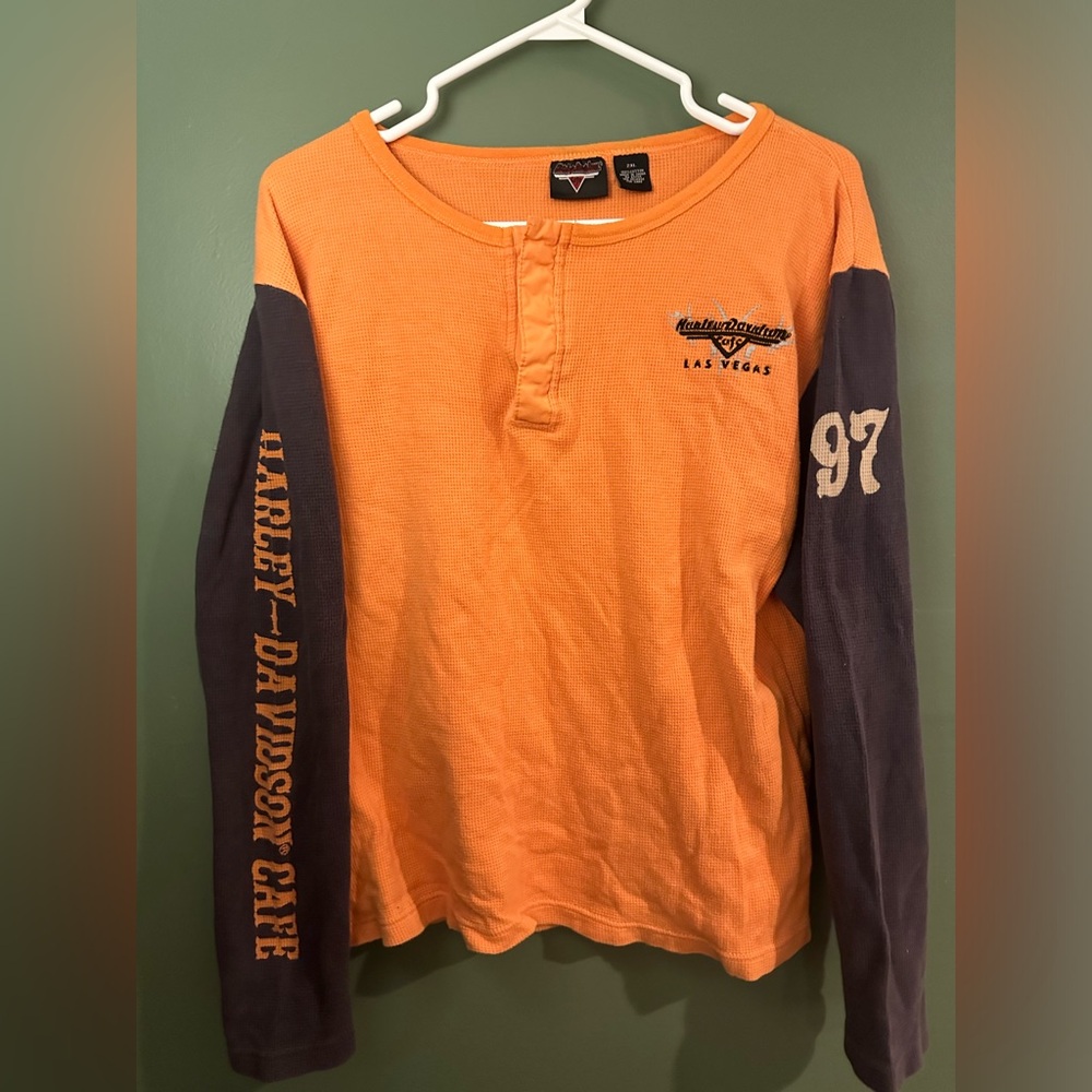 Vintage Harley-Davidson Orange Long Sleeve Shirt